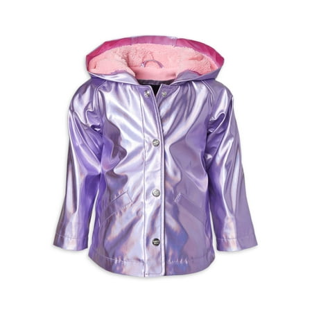 Limited Too Girls 4-16 Metallic Water Resistant Rain Jacket with Fleece Lining