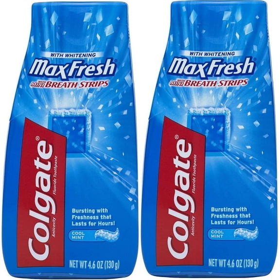 Colgate Max Fresh Liquid Toothpaste with Mini Breath Strips, Cool Mint, 4.6 oz (Packaging May Vary) (Pack of 2)