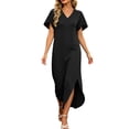 thumbnail image 3 of zbxnLI Summer Dress for Womens V Neck Short Sleeve T Shirt Dresses Casual Loose Beach Vacation Long Sundress, 3 of 7