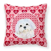 Hearts Love and Valentine's Day Dog Portrait Fabric Decorative Pillow