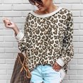 thumbnail image 4 of Sonducket Mujer otoño cuello Sexy leopardo pulóver niñas Camping senderismo sudadera banquete ropa regalo de cumpleaños Type2, 4 of 5