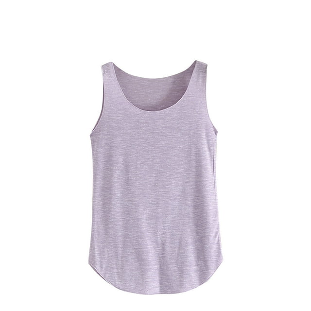 Mrat Débardeurs à Col en V pour Femmes, Couleur Unie, Col Rond, Sans Manches, Chandail Bas Polyvalent, Couleur Unie, Col Rond, Débardeurs à Col en V pour Femmes, P-263 Violet, Taille Unique