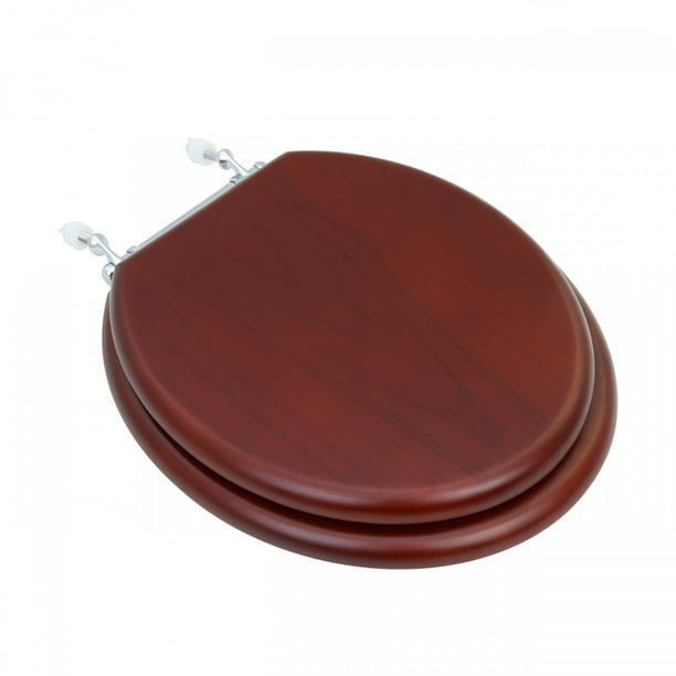 Renovator's Supply Wooden Round Toilet Seat with Lid Cherry Finish