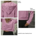 thumbnail image 5 of Half Zipper Drawstring Sweatshirt Long Sleeve Short Type Women Quarter Zip Pullover with Pocket Pinkish Purple L, 5 of 6
