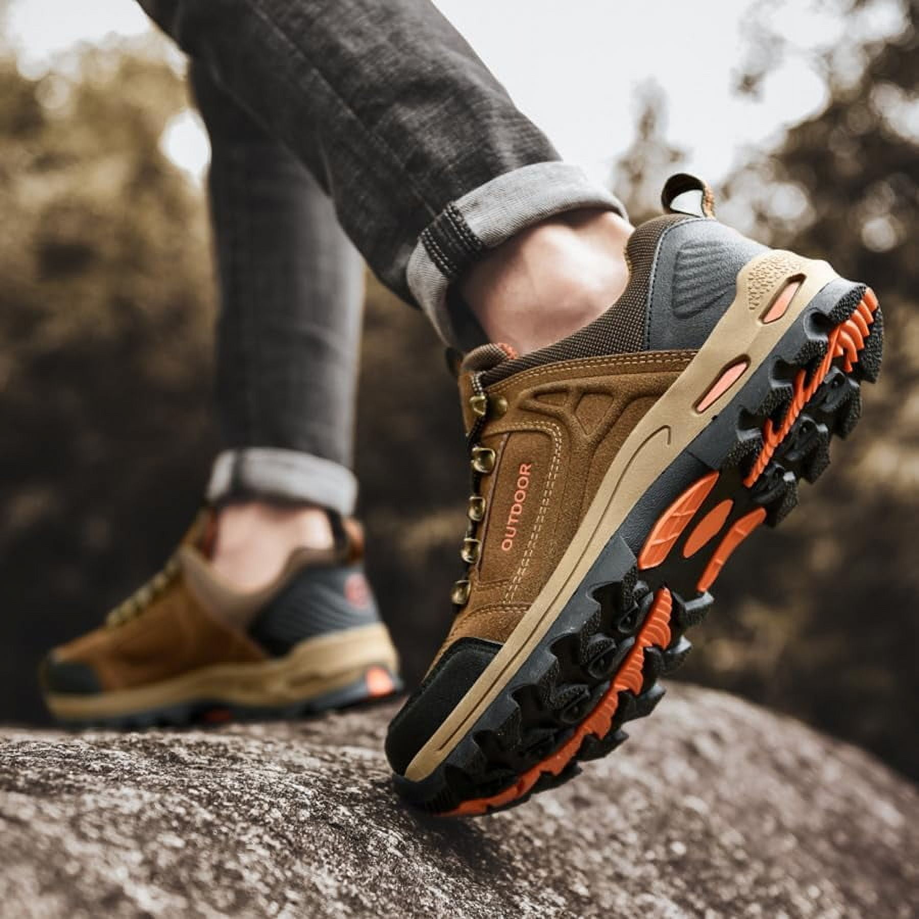 Men's Outdoor Waterproof Hiking Shoes Lightweight Non-Slip Trailing Trekking Sneakers for All Season Camping Walking Work Climbing Shoe