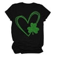 thumbnail image 2 of Patlollav Women Tees Under $10,Women's St. Patrick'S Day T-Shirt Shamrock Heart Print Round Neck Short Sleeve Casual Tops, 2 of 6