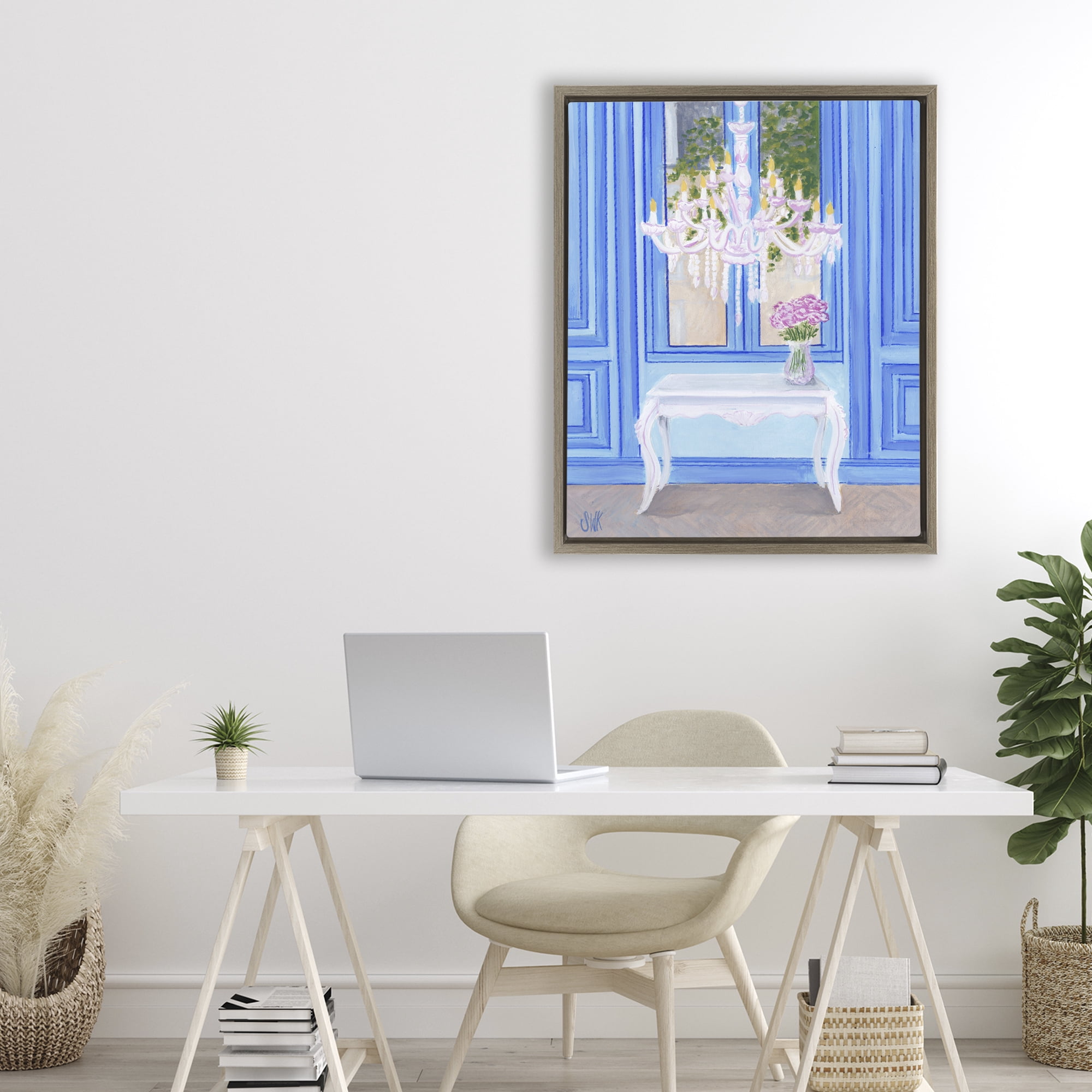 Stupell Industries French Window Architecture Brown Framed Floater Canvas Wall Art, design by Sarah Waldron Kimball