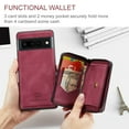 thumbnail image 3 of Nalacover Zipper Wallet Case for Google Pixel 6A, Soft Silicone Shockproof PU Leather Detachable Card Slots Holder Cash Pocket Slim Cover with Kickstand Magnetic Lens Protective Case,Red, 3 of 7