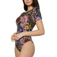 thumbnail image 2 of Easygdp Vintage Floral Women's One-Piece Swimsuit Slim Fit Crew Neck Bodysuit Athletic Swimwear with Concealed Buckle - Medium, 2 of 9