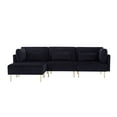 thumbnail image 3 of 105" Velvet L-Shaped Sectional Sofa Couch, Modern Free Combination Sectional Couch with Metal Feets and 2 Pillows for Living Room, Apartment, Black, 3 of 6