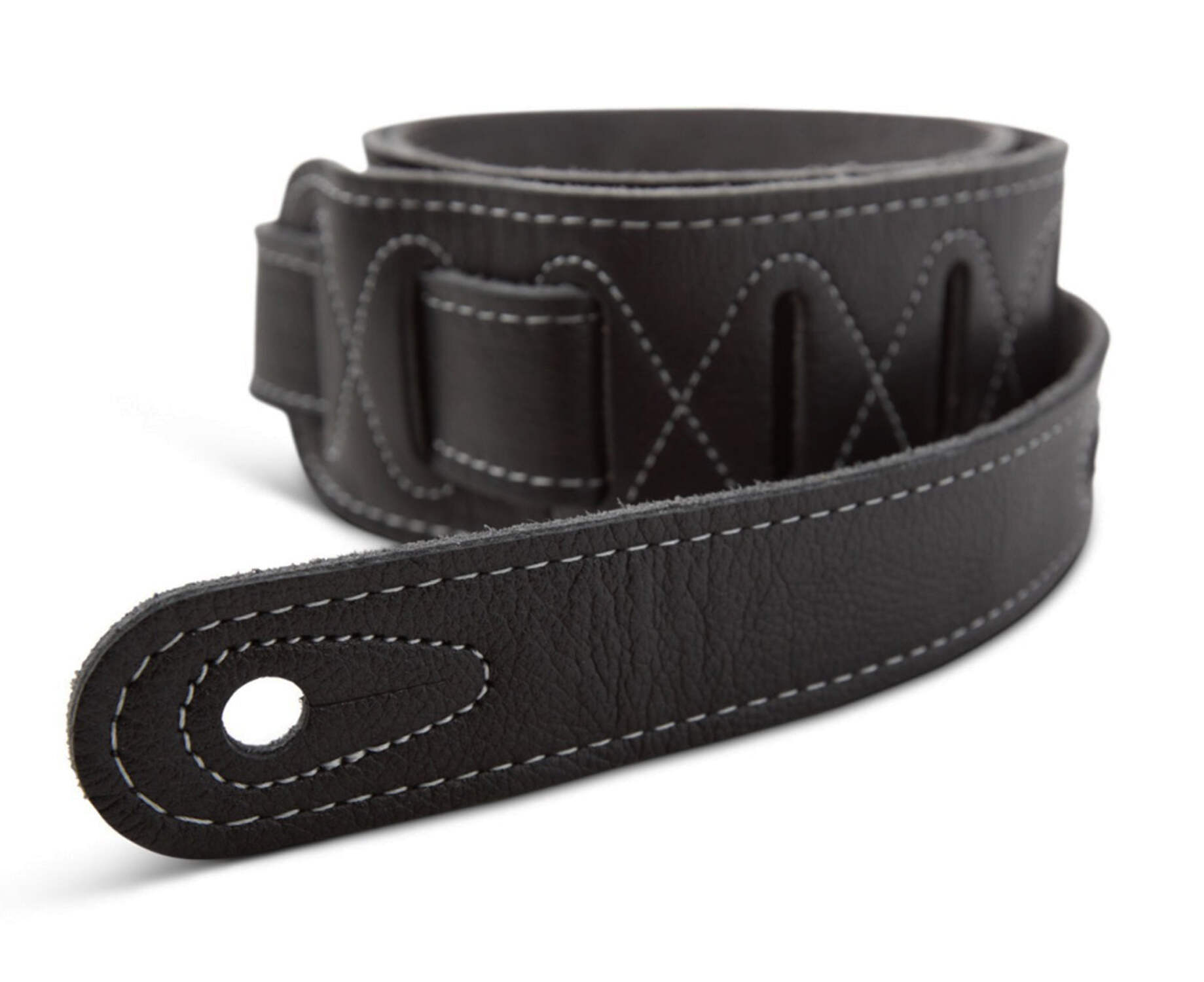 Taylor 2.5" Black Leather Guitar Strap - Black, Suede Back