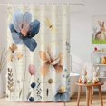 thumbnail image 6 of Shower Curtain Watercolor Flowers Leaf Shower Curtains for Bathroom Decor, Waterproof Polyester Shower Curtain Set with Hooks, Small Stall Size 36" x 72" Blue Pink Floral Beige, 6 of 9