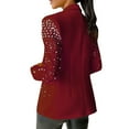 thumbnail image 4 of TKLPEHG Women's Blazers Long Sleeve Lapel Bubble Bead Lapel Suit Open Front Work Office Coats with Pockets (Red,S), 4 of 7