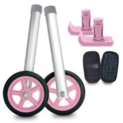 6PCS Top Glides Universal Walker 5 Inch Wheel Conversion Kit with FlexFit Walker Ski Glides (Pink)