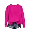 thumbnail image 5 of Basic Sweatshirts for Women, Yigetop Women's Long Sleeved Round Neck Solid Color Plus Velvet Sweatshirt Top Hatless Sweatshirt Loose Casual Top T Shirt Base Shirt Fall Clothes Hot Pink 3XL, 5 of 7
