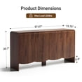 thumbnail image 2 of YDN 58" Fluted Buffet Cabinet with Storage Accent Sideboard,Modern Sideboards & Buffets with Rounded Edges, Wood Sideboard Buffet Cabinet W/Adjustable Shelves for Kitchen Living Room Entryway,Walnut, 2 of 6