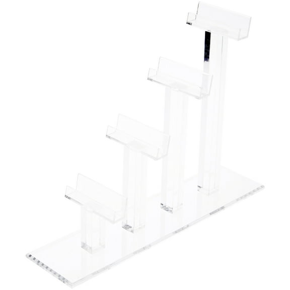 Plymor Clear Acrylic 4 Frame Display Risers for Eyeglasses, 8" H x 3" W x 12" D