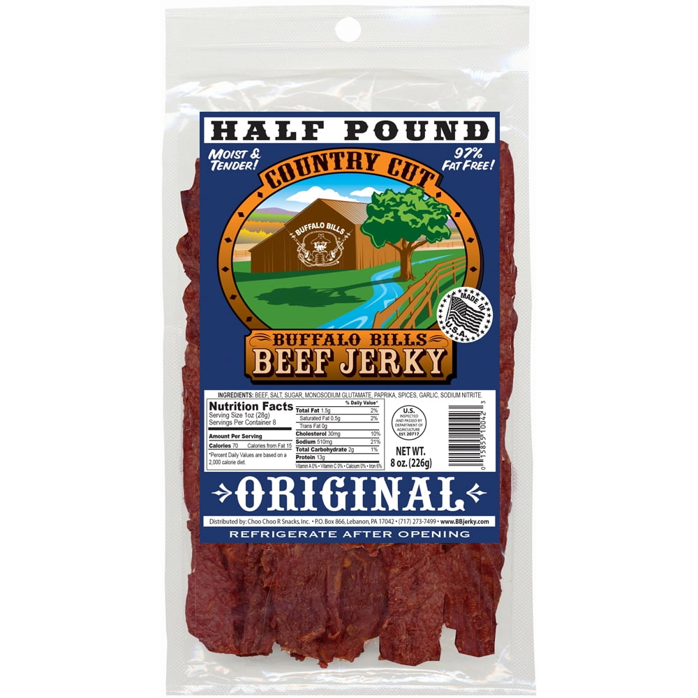 Buffalo Bills 8oz Original (aka Mild) Country Cut Beef Jerky – Three 8oz Packs