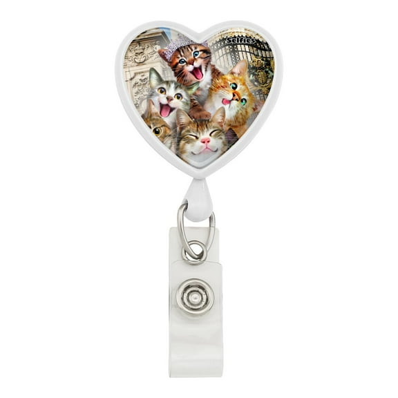 Cats Selfie at London Palace England Britain Heart Lanyard Retractable Reel Badge ID Card Holder