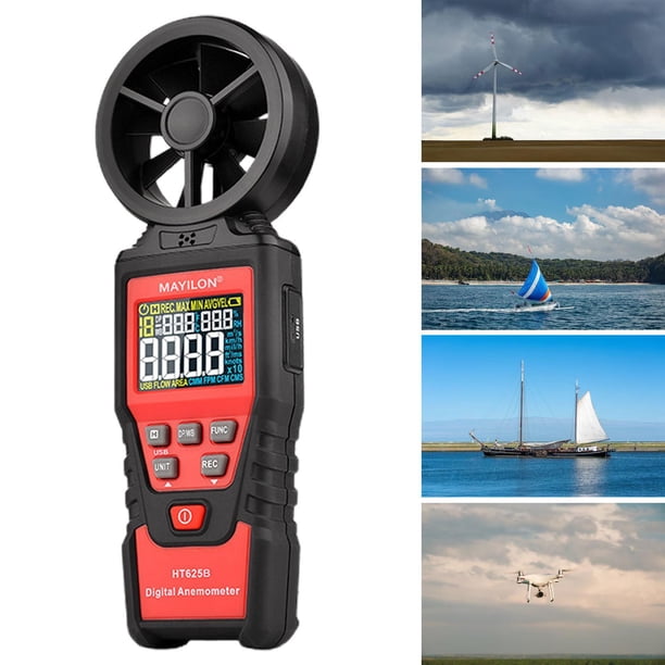 Anemómetro digital perfecl HT625B multifuncional con pantalla medidor de velocidad del aire