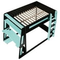 thumbnail image 5 of Euroco Wood Full over Full Size Bunk Bed with Shelves, Gaming Bed with Desk, USB Charging and LED Light, Black&Blue, 5 of 15
