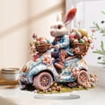 thumbnail image 5 of Beautynvta Easter Decorations, 2D Flat Acrylic Bunny Ornaments, Spring Rabbit Driving Flower Car with Eggs Basket, Festive Decorative Accessories for Home Living Room and Bedroom, 5 of 7