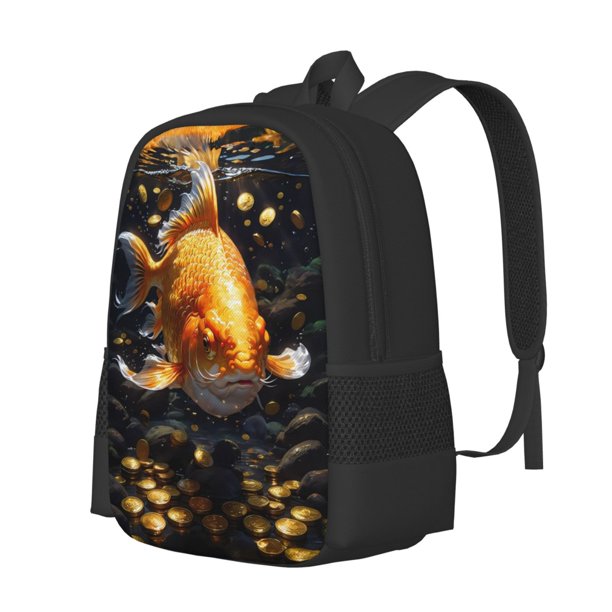 Easygdp Golden Koi And Treasure Mochila de Gran Capacidad Minimalista Ideal para Escuela, Viajes y Uso Diario