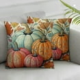 thumbnail image 3 of Ullo0ord Fall Pumpkin Harvest Decorative Throw Pillow Covers Autumn Thanksgiving Square Cushion Covers Halloween Outdoor Couch Sofa Home Pillow Cases 18x18in, 3 of 7