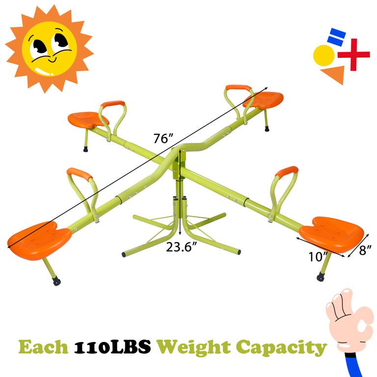 ZenSports 4-Seat Swivel Seesaw for Kids, Outdoor Teeter Totter