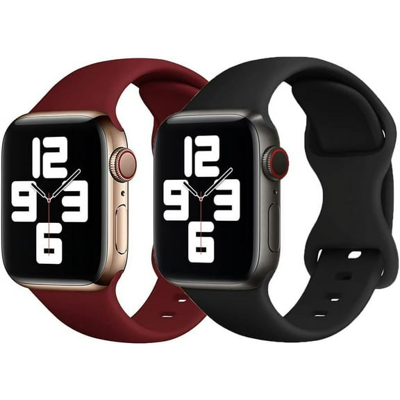 KOMI Compatible with Apple Watch Series 9 Band 45mm 41mm,2 Pack Soft Silicone Replacement S9 Strap Wristband for iWatch Series 8 7 6 5 4 3 2 1 SE bands Women Men