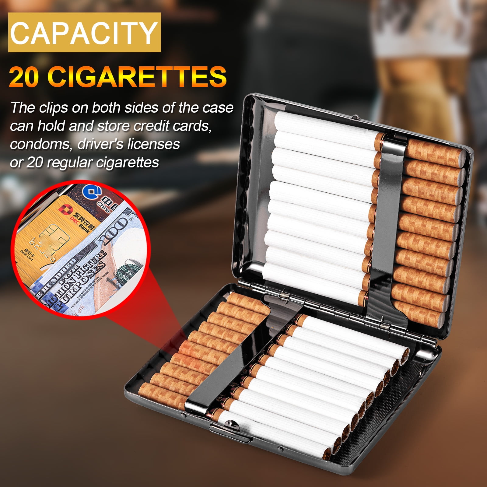 swarovski crystal cigarette case Fashionable and Exquisite Swarovski Cross Metal Vintage Cigarette Case for  Men and Women - Holds 20pcs 100's Cigarettes - RFID Credit Card Holder  (Black)