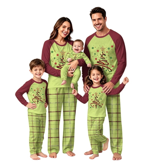 Lvotionpl 2026 Family Christmas Pajamas Matching Sets, Match Family Christmas Pjs Long Sleeve Top & Pants Set Matching Holiday Family Pajama Xmas Sets