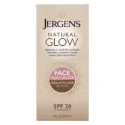 Jergens Natural Glow Daily Facial Moisturizer SPF 20, Medium To Tan Skin Tones 2 oz (Pack of 6)