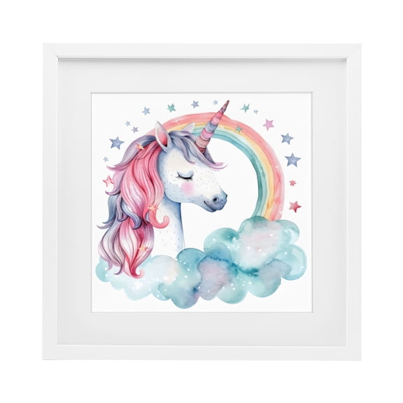 Stupell Industries Starry Rainbow Unicorn White Framed Print Under Glass, design by Creative Studio
