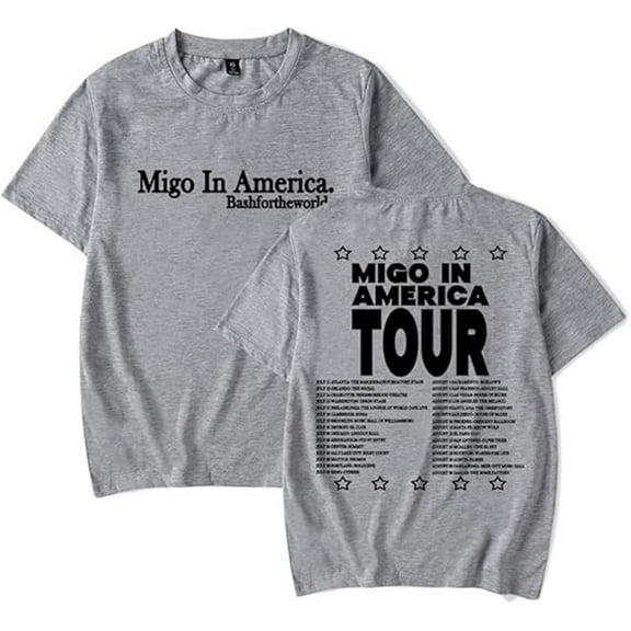 BashfortheWorld Migo In America Tour 2025 T-shirt Unisex Popular Cool Short Sleeve Classic Top