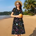 thumbnail image 4 of Balery I love you Mom Vestidos sueltos de manga corta para mujer, vestidos de verano 2025, vestidos casuales de corte A con vuelo., 4 of 6