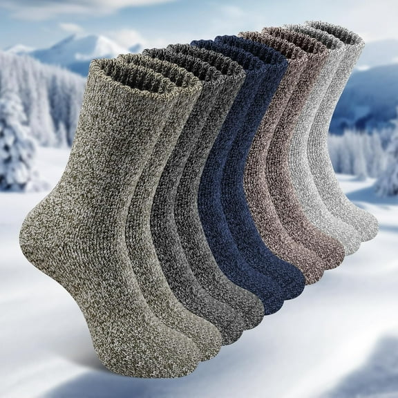 5 Pairs Merino Wool Socks for Men,Thick Winter Wool Hiking Socks,Warm Breathable Crew Mens Socks