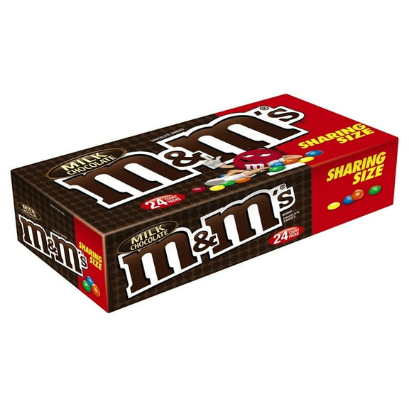 M&M's Milk Chocolate King Size Candy, 1.08 Oz., 24 Count