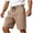 Khaki, variant on hoksml Men's Drawstring Elastic Waist Casual Shorts, Leather Patch Detail Relaxed Fit Walking Shorts for Summer Daily Vacation Wear