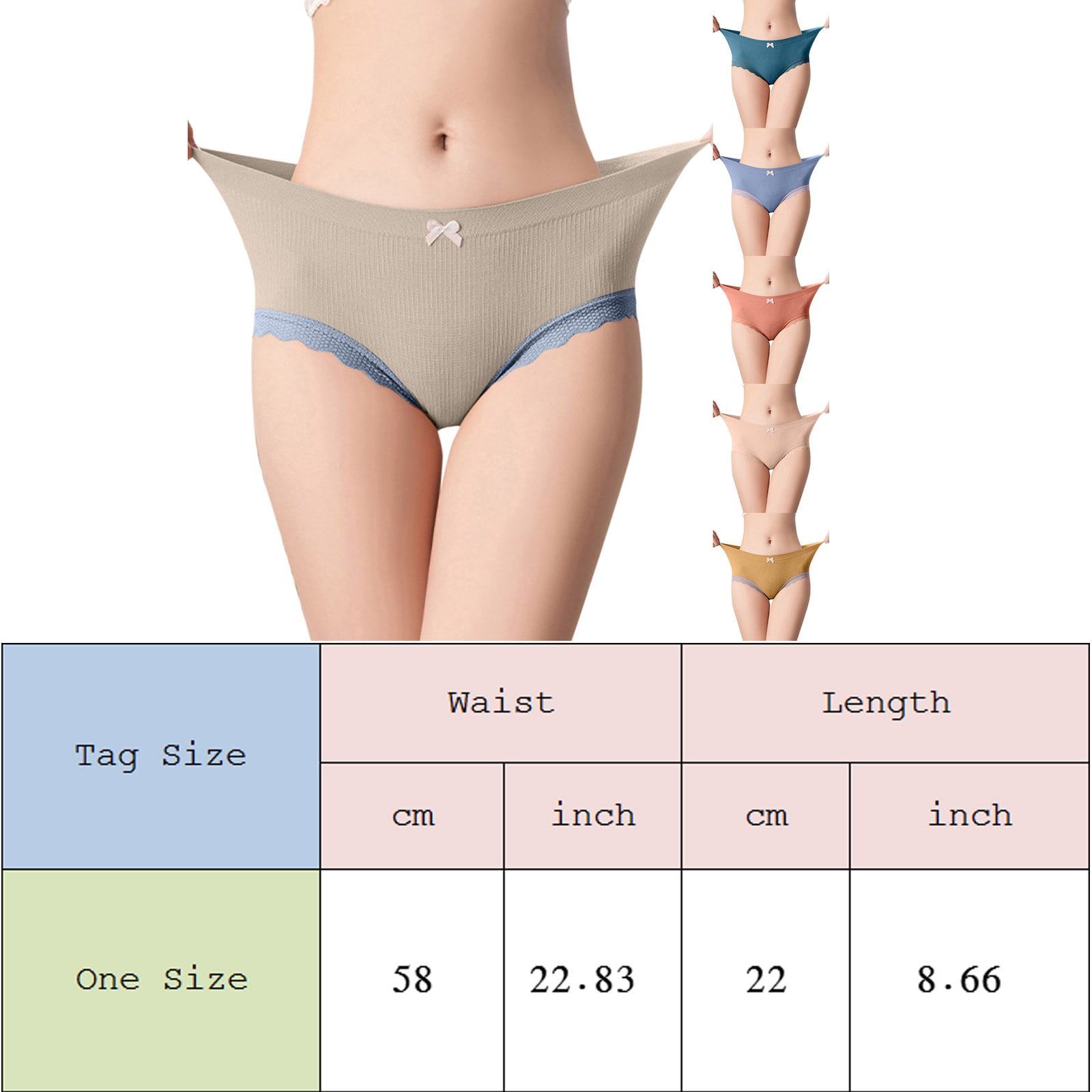 Aayomet Panties For Women Womens Mid High Waist Lace Panties Transparent  Seamless Large Size Lift Briefs,E One Size