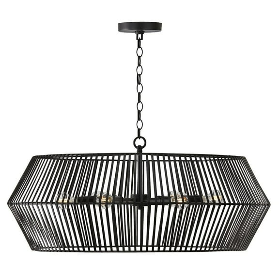 Capital Lighting 430361 Kaiya 6 Light 31" Wide Cage Pendant - Black