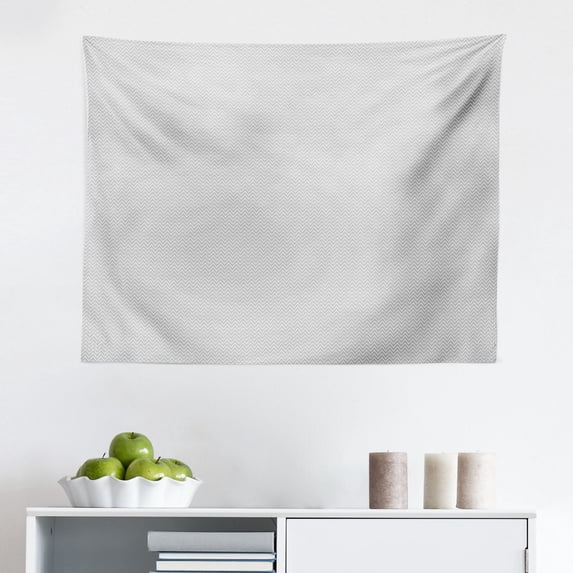 Grey Chevron Tapestry, Minimalist Triangles Waves in Symmetric Lines Geometric Motif, Fabric Wall Hanging Decor for Bedroom Living Room Dorm, 2 Sizes, Pale Grey White, by Ambesonne