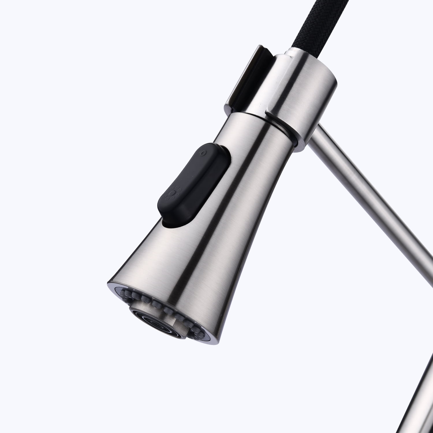 Izzovium Commercial Modern Single Handle Spring High Arc Kitchen Faucet, 23.62" Height, 8" Spout Reach, 1.8GPM Flow Rate, Brushed Nickel Finish, Stainless Steel Construction