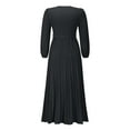 thumbnail image 7 of Lisingtool Dresses for Women 2023 Autumn And Winter Women's Long Sleeved V Neck Dress Pleated A Line Skirt in The Long Casual Skirt Homecoming Dresses Black, 7 of 7