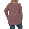 thumbnail image 3 of NISVIYA Plus Size Blouse for Women Fashion Crew Neck Long Sleeve Pleated Tunics Wine Red, 3 of 6