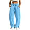 thumbnail image 4 of TZZQ Barrel Sweatpants for Women Baggy Wide Leg Drawstring Elastic Waisted Joggers Active Running Athletic Sweat Track Pants with Pockets Loose Fit Casual Trousers Fall Fashion Trousers Sky Blue S, 4 of 5