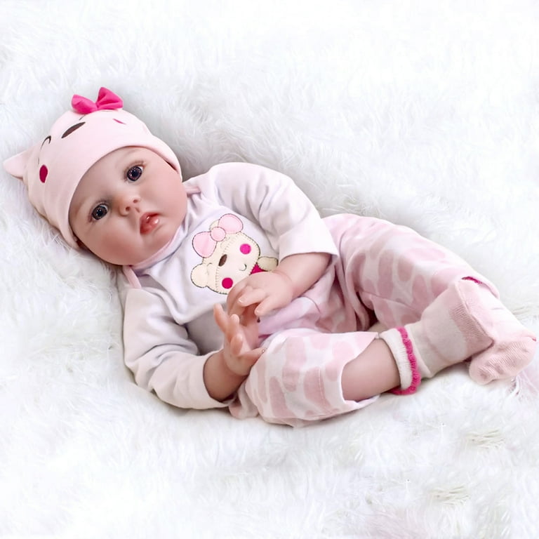 ifanze 22 Reborn Baby Dolls , Newborn Baby Realistic Doll Handmade Lovely  Lifelike Vinyl Baby Doll, Kids Toy Birthday Christmas Gift for Girls ,Pink  