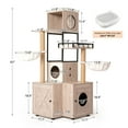 thumbnail image 2 of 63" Multi-Functional Cat Tree with Litter Box & Removable Washable Cushion, Cat Condo with Scratching Posts & Toy Hanger, Cat Tower with Hammocks, Gray, 2 of 9
