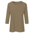 thumbnail image 4 of 3/4 Length Sleeve Womens Tops Casual Loose Fit Crewneck T Shirts Cute Solid Three Quarter Length Tunic Tops Women's Basic Tee - Soft Cotton Short Sleeve Shirt, 4 of 4