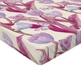 thumbnail image 4 of Ambesonne Vintage Tulips Fitted Sheet, Retro Boho Flowers, Queen Size, Magenta Pale Lilac Cream, 4 of 5